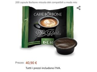 CAFFE' BORBONE DON CARLO MISCELA DEK CAPSULE COMPATIBILI CON CON LAVAZZA A MODO MIO