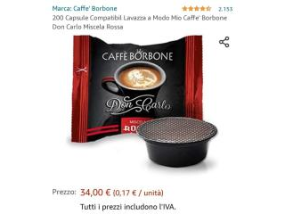 CAFFE' BORBONE DON CARLO MISCELA ROSSA CAPSULE COMPATIBILI LAVAZZA A MODO MIO