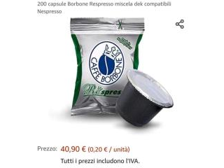 CAFFE' BORBONE RESPRESSO CAPSULE COMPATIBILI NESPRESSOMISCELA DEK